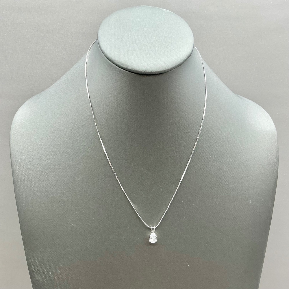 Avon Necklace Women Silver Pear Cut Clear Stone Pendant Dainty Fashion Jewelry